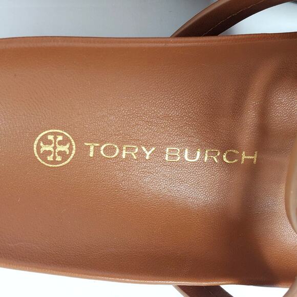 Tory Burch Miller Cloud Thong Sandals Calf Leather Aged Camello Brown Size 7 - Picture 8 of 11